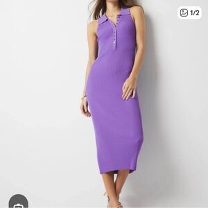 NWT White House Black Market Henley Sweater Dress in Violet Light